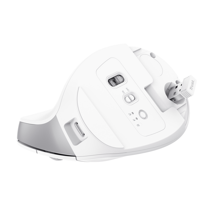 Bayo+ Multidevice Ergonomic Wireless Mouse - White-Bottom